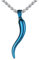 U7 Halskette für Herren Blau Hörner Anhänger für Damen 3D Chili Italien Horn Halskette Edelstahl Herren Cornicello Anhänger Glücksbringer Kette Horn Kettenanhänger Collier Modeschmuck für Weihnacht
