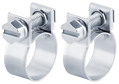 BK-PowerTCS Lot de 2 mini colliers de serrage (15-17 mm) en acier W1 - Colliers de serrage pour tuyau - Argenté