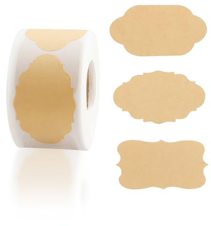 300 Stück Geschenkaufkleber Weihnachten, 3cmX5cm Etiketten Selbstklebend, Kraftpapier Geschenkaufkleber für Kosmetika, Handgemachte Dekorationen, Flaschen und Dosen, Bastelarbeiten(braun-3)