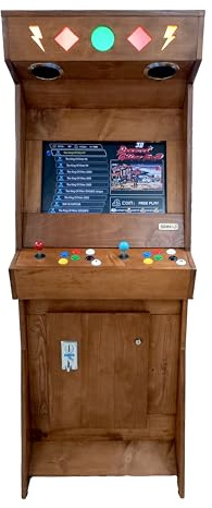 Cabinato Arcade Retro - Fatto a mano (legno) – Retro 2 giocatori con +4000 giochi classici, schermo LCD 22, Plug & Play – San-J (Teak)