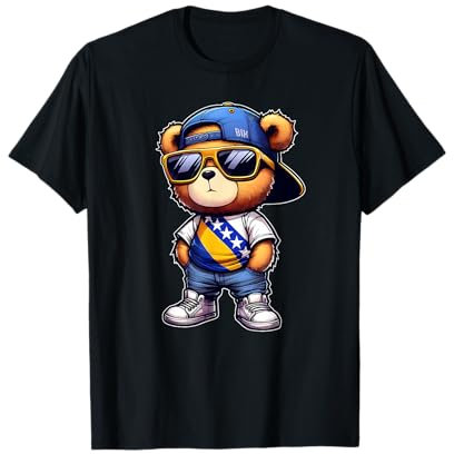 Balkan-T-Shirts und bosnische Geschenke Niedlicher Teddybär mit bosnischer Flagge Bosniens T-Shirt