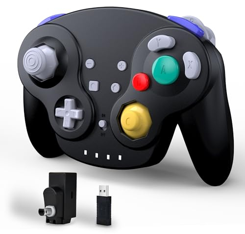 Wireless NGC Controller, miadore 2.4GHz NGC Switch online Controller kompatibel mit Gamecube/Switch/Windows PC/MAC OS/Raspberry Pi, schwarz