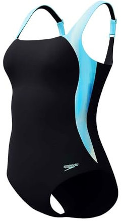 Speedo Women's Shaping Lunalustre Printed One Piece Swimsuit | Shapewear | Beach and Holiday Swimwear, Arctic Glass, 36