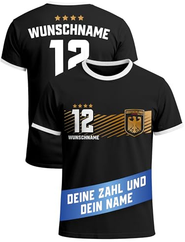 MoonWorks® Herren T-Shirt Deutschland Trikot WM Fußball-Sommer 2026 Fußball personalisiert Fanshirt Deutschlandshirt