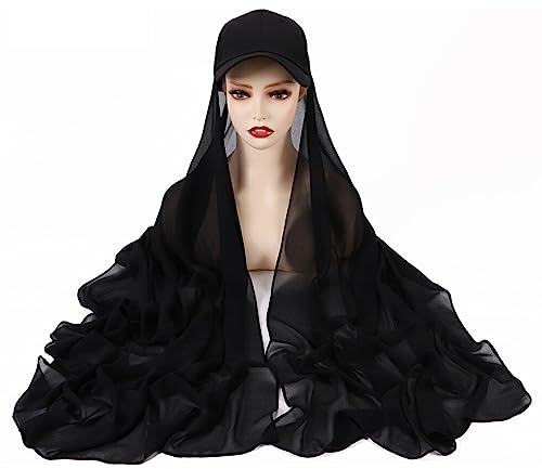 budiniao Frauen Baseballmütze Sport Sommer Verstellbarer Chiffon Hijab Schal Einfarbig Faltbarer Bequemer Schützender Mädchenhut, Grau
