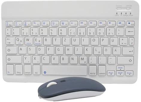HLTOOP Wiederaufladbare Bluetooth-Tastatur, Ultra Dünn Wireless Bluetooth Keyboard Deutsches Layout QWERTZ BT3.0 Tragbare Kabellose Tastatur Bluetooth für Windows, iOS, Android, Bluetooth-Maus,Lila