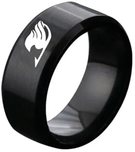 XJruixi Bxzyrt Japanische Anime Fairy Tail Ringe Tattoo Abzeichen Emaille Cartoon Edelstahl Ring Mode Cosplay Schmuck Für Frauen Männer