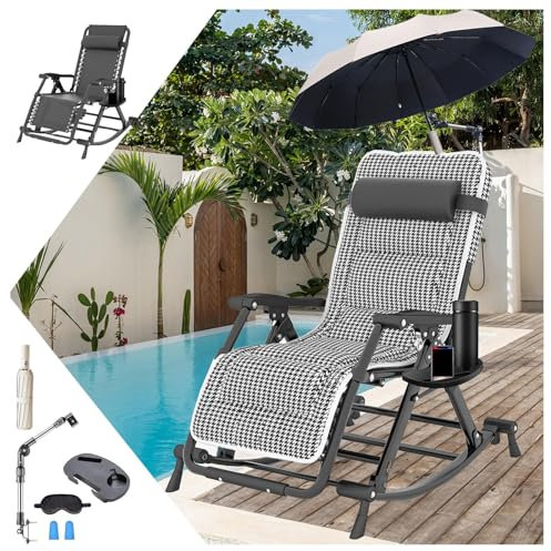 HJXBD888 Mecedora Plegable Tumbona con Sombrilla Tumbona Soporte Grueso Sun Lounger Adecuado para Césped,style4