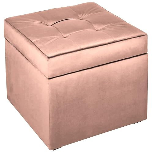 MG Design Polsterhocker 45 x 45 cm Roségold mit Stauraum (ca. 50 L), belastbar bis 300 kg, sofort einsatzbereit & pflegeleicht – für Wohnzimmer, Schlafzimmer & Flur