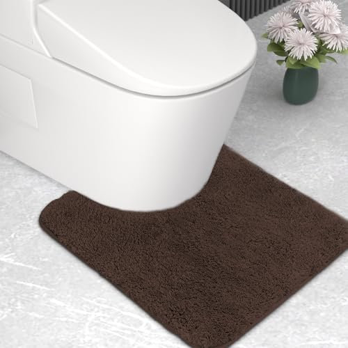 wyewye Tapis de bain en microfibre, super épais, super absorbant en forme de U, 2 cm, 50 x 50 cm, café