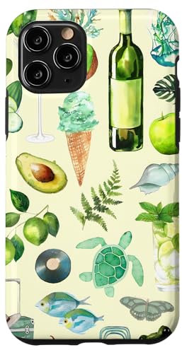 Hülle für iPhone 11 Pro Grüne Ästhetische Collage - Avocado Schildkröte Kiwi