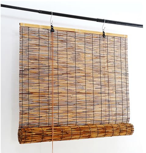 HSPLXYT Rideau en Roseau Naturel tissé à la Main, Largeur 50cm -140cm, ombrelle Enroulable en Bambou/for Patio Cuisine Store/for fenêtre pergola écran d'intimité extérieur(W70xH80cm/28x32in)