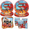 Sunshine smile Juego de 50 platos de cartón para bomberos, camión de bomberos, decoración de cumpleaños, vajilla de fiesta, cumpleaños, camión de bomberos, decoración de cumpleaños