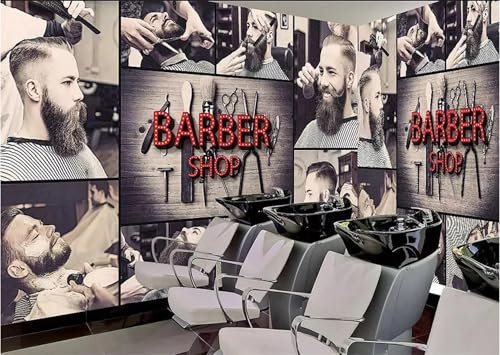 YYZOVBNN Papier peint photo 3D moderne pour salon de coiffure, salon de beauté, salon de coiffure, affiche d'art mural (à décoller et à coller)