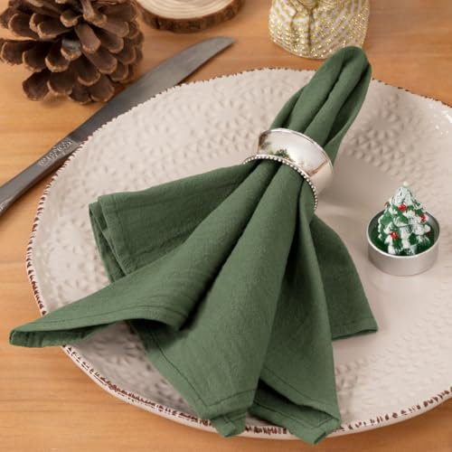 Socomi Stoffservietten, grün, Sommer, waschbar, wiederverwendbar, Großpackung, Leinen, Baumwolle, 43,2 x 43,2 cm, für Hochzeit, Party, Brautparty, Babyparty, Geburtstag, Esstischdekoration, 20 Stück