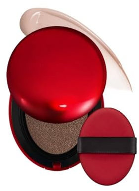 Red Cushion Foundation, Long-Lasting, Cushion Foundation Makeup for Glass Skin, Semi-Matte, Buildable Coverage, for All Skin Types (25N)