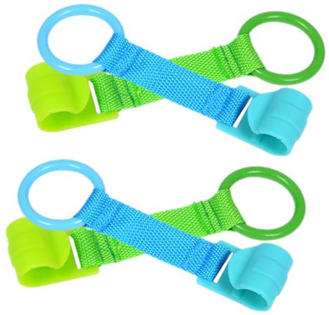COSMEVIVI Pull up Ringe 4 Stück Kinderbettzugringe Aus Kunststoff Und Stoff Für Lauflernhilfe Sicherer Greifring in Blau Und Grün Fürs Stehen Lernen Und Reisen