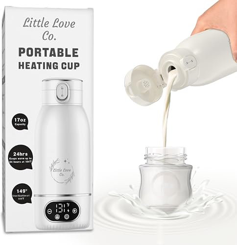 Chauffe-biberon portable pour voyage – Chauffe-lait et eau, idéal pour le lait maternel et les biberons – Contrôle précis de la température – Grande capacité de 500 ml – Écran tactile – Pratique en
