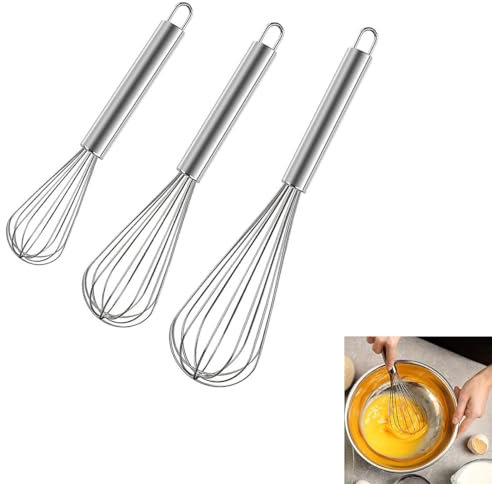 Stainless Steel Whisk Set, 1Packs Balloon Whisk for Cooking, Whisking, Blending (8)