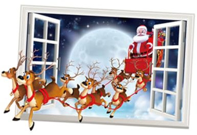 HOLIDYOYO Weihnachtliche Wandsticker Santa Claus Und Rentier Ablösbare Fensterdekorationen Für Geschäfte Und Büros Festliche Weihnachtsfensterkleber Für Eine Fröhliche Atmosphäre