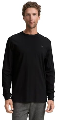 TOM TAILOR Herren 1048902 Basic Langarmshirt aus Baumwolle, 29999-Black, XXL
