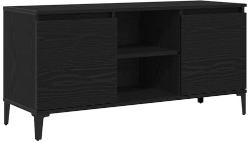 vidaXL Moderner TV Schrank in Schwarz Eiche mit viel Stauraum für Wohnzimmer und Schlafzimmer Eleganter Holzwerkstoff Stand Holz Möbel Unterhaltungszentrum Haus Freistehende stylische Einheit