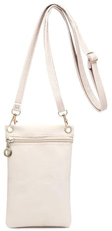 Energather Handy Tasche, Weiches PU-Leder Handy Umhängetasche Umhängen Damen, Handytasche Zum mit kann getrennt werden Schulterblätter Gürtel für Einkaufen, Verabredungen, Spaziergänge (white)