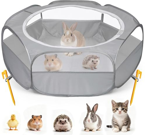MAIKEHIGH Laufstall für Kleintiere, Pop-up-Hamsterlaufstall mit Abdeckung | Faltbares Offenes Käfigzelt, Übungszaun für Meerschweinchen, Kaninchen, Chinchillas, Igel