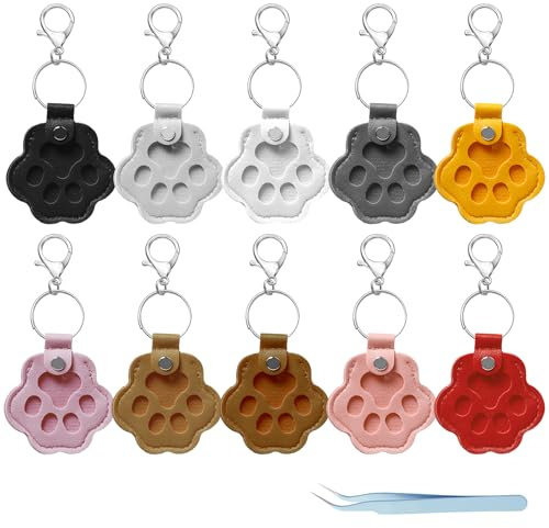 Bofanze 10 Pièces Porte-clés Chien Porte-clés en Fourrure de chiens | Motif « patte de chien », mignon, petit, souvenir, semi-transparent, cadeau, cuir