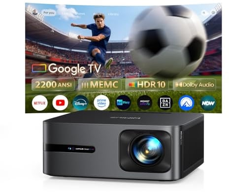 Proiettore 4K【Google TV 14.0/MEMC/2200 ANSI/44W Dolby】Proiettore 4K Smart TV 2+32GB Videoproiettore AutoFocus 6DKeystone Wimius Projector Controllo Vocale HDR10 Bluetooth WiFi per Home Cinema/Esterno