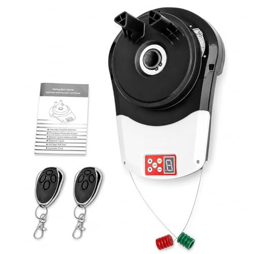 800N Force Automatischer Roll-Up-Garagentoröffner - Seitlich montierter Rolladenmotor mit 2 Fernbedienungen für Garagen, Lager & Geschäfte
