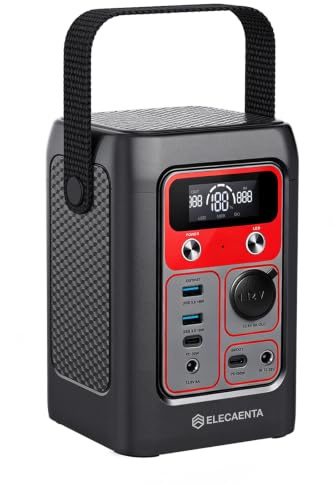 ELECAENTA Tragbare Powerstation 192Wh LiFePO4-Akku Solar Generatoren | 100W Bidirektionale Schnellladung USB-C, 6 Ausgänge, 4 Lademethoden, 1,78kg, Back-up-Akku für Reise Outdoor und Notfälle