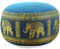 Livasia Meditationskissen Thaiseide - Ø 32x20cm - Yogakissen klein mit Kapok, Pouf, Bodenkissen Yoga Zen Meditation, Sitzkissen Garten Balkon, Zafukissen handgefertigt (Hellblau/Elefanten Seide)