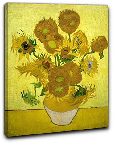 Niik Quadro + Telaio (BC) I Girasoli di Vincent Van Gogh 60 x 46 x 1,7 cm Falso d'autore Stampa su Tela