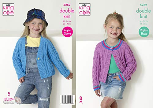 King Cole Big Value DK Knitting Pattern 5262 - Cardigans Pattern - 22-30 Inches