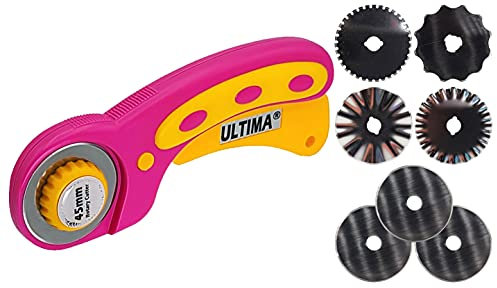 Ultima Rollschneider-Set, ergonomischer Rollschneider, mit 8 geraden und gemusterten Klingen