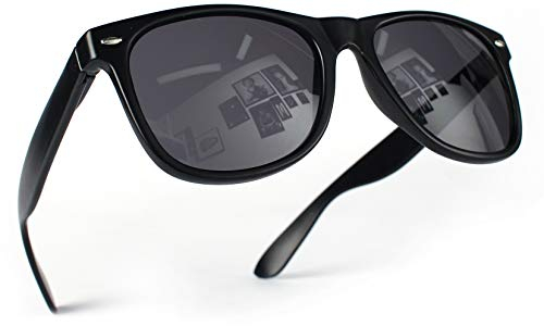 Miobo Retro Sonnenbrille, verspiegelt, Nerd-Design, Unisex, Club-Stil, UV400, L, Schwarz Schwarz
