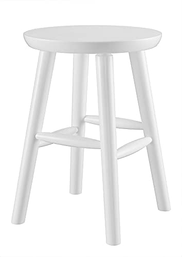 Runder Holz-Hocker als Beistelltisch oder Blumenhocker Schemel aus massiver Kiefer 90.71-42, Holzart/Holzfarbe:Kiefer weiß