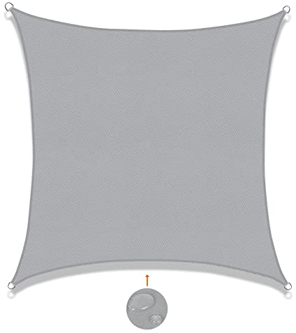 SUNNY GUARD Sonnensegel Wasserdicht 2x2m Rechteckig Sonnenschutz Wetterschutz Segel Baldachin UV Schutz für Balkon Terrasse Garten, Hellgrau