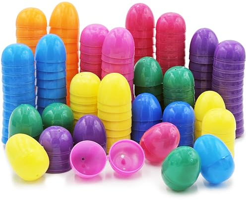 The Dreidel Company Fillable Easter Eggs 50-Pack with Hinge Bulk Colorful Bright Plastic Easter Eggs, Perfect for Easter Egg Hunt, Suprise Egg, Easter Hunt, 2.25 Assorted Colors (50-Pack)