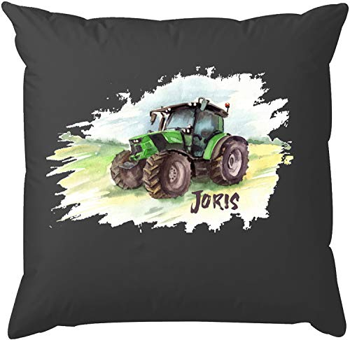 EZYshirt® Traktor mit Wunschnamen | Trecker Aufdruck Kissen