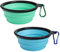 SLSON 2 Pièces Bol à Chien Pliant en Silicone Pliable, Gamelles de Voyage pour Chien et Chat, Bleu Clair et Vert Clair (350ml)