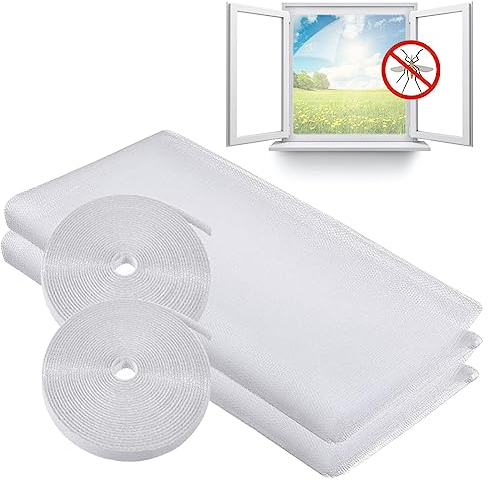 Fly Screen Mosquito Net for Window, EGNBU 2 Pack Insect Mesh Window Screen DIY Size Universal Transparent Washable Insect Netting - Mosquito & Bug Protection - Max Size 150 x 180 CM