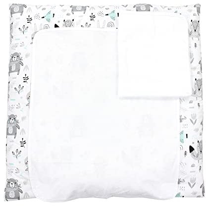 TupTam Baby Wickelauflage inkl. 2 Frotteebezügen ANK019, Farbe: Bären/Füchse/Mint, Größe: 76 x 76 cm