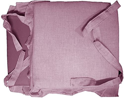 Russo Tessuti 6 Cuscini Sedie Cucina Coprisedia Imbottiti Tinta Unica ALLEGRIA Laccetti Volant-Rosa