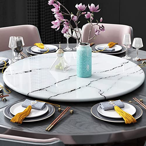 YZJYB Weißer Marmor Lazy Susan Plattenspieler Groß 32 Runder Drehtisch Marmor Drehteller Esstisch Mittelstück 360° Glatte Schwenkplatte