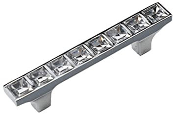 SYDARSYN 2 piezas Tirador de puerta con cristales Muebles Vestidores Cómodas Armarios Pomos Muebles Cocinas Cristal Transparente Tiradores de Cajón Cuadrado 64mm