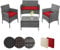 BB Sport Poly Rattan Sitzgruppe 4 Personen Tisch 2 Stühle Sitzbank 5cm Dicke Sitzpolster Balkonmöbel Set Sitzgarnitur Balkon Terrasse Garten Outdoor, Farbe:Grau-meliert/Abendsonne