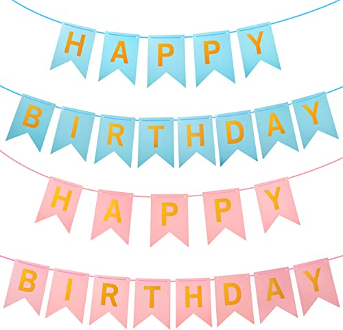 Happy Birthday Girlande Geburtstag Banner Bunt Papiergirlande Schwalbenschwanz Flagge Wimpelkette Girlande für Geburtstag Party Dekoration 4 Packungen