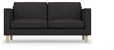 COMFORTLY 2-Sitzer-Sofa-Schonbezug, handgefertigt, kompatibel mit Karlstad-Couch, nur Bezüge (Krone – schwarz)